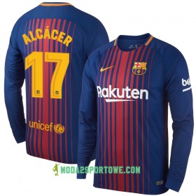 Koszulka FC Barcelona Alcácer Domowe Stroje Piłkarskie 2017/18 Długi Rękaw 