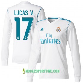Koszulka Real Madryt Lucas V. Domowe Stroje Piłkarskie 2017/18 Długi Rękaw