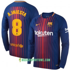 Koszulka FC Barcelona A. Iniesta Domowe Stroje Piłkarskie 2017/18 Długi Rękaw