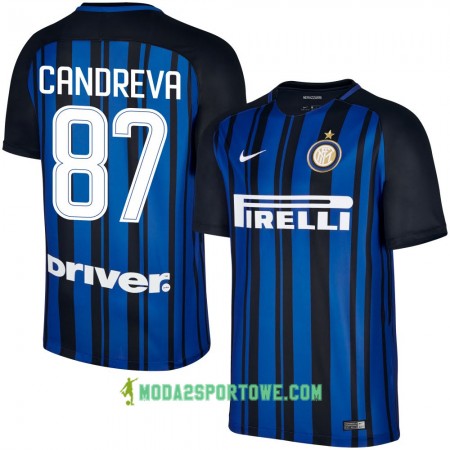 Koszulka Inter Mediolan Candreva 87 Domowe Stroje Piłkarskie 2017/18 Krótki Rękaw