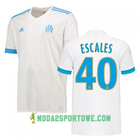 Koszulka Olympique Marsylia FLORIAN ESCALES 40 Domowe Stroje Piłkarskie 2017/18 Krótki Rękaw