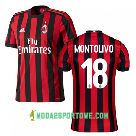 Koszulka AC Milan MONTOLIVO 18 Domowe Stroje Piłkarskie 2017/18 Krótki Rękaw