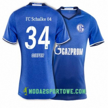 Koszulka FC Schalke 04 GIEFER 34 Domowe Stroje Piłkarskie 2017/18 Krótki Rękaw