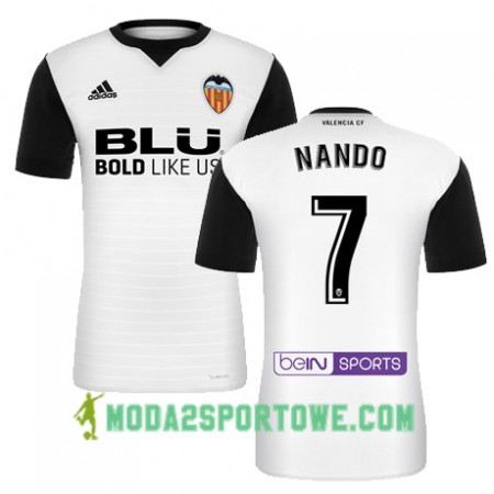 Koszulka Valencia CF NANDO Domowe Stroje Piłkarskie 2017/18 Krótki Rękaw