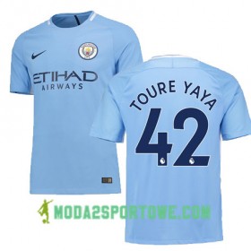 Koszulka Manchester City TOURE YAYA 42 Domowe Stroje Piłkarskie 2017/18 Krótki Rękaw