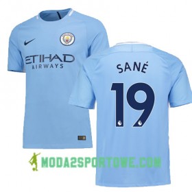 Koszulka Manchester City SANE 19 Domowe Stroje Piłkarskie 2017/18 Krótki Rękaw