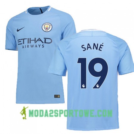 Koszulka Manchester City SANE 19 Domowe Stroje Piłkarskie 2017/18 Krótki Rękaw