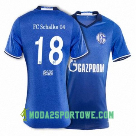 Koszulka FC Schalke 04 SAM 18 Domowe Stroje Piłkarskie 2017/18 Krótki Rękaw