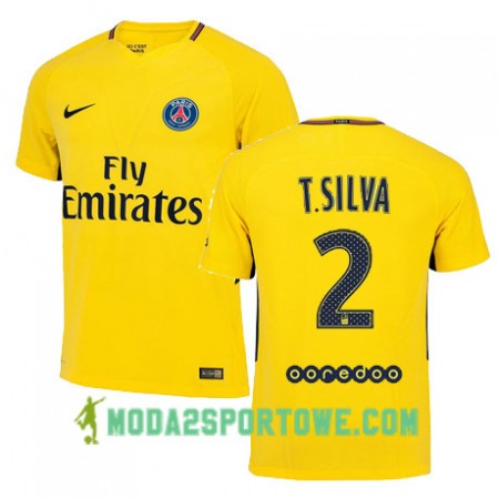 Koszulka Paris SG THIAGO SILVA 2 Wyjazdowe Stroje Piłkarskie 2017/18 Krótki Rękaw