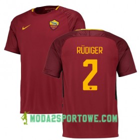Koszulka AS Roma RUDIGER 2 Domowe Stroje Piłkarskie 2017/18 Krótki Rękaw