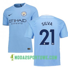 Koszulka Manchester City SILVA 21 Domowe Stroje Piłkarskie 2017/18 Krótki Rękaw