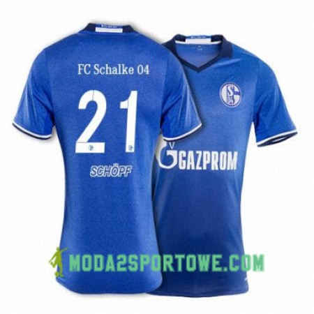 Koszulka FC Schalke 04 SCHOPF 21 Domowe Stroje Piłkarskie 2017/18 Krótki Rękaw