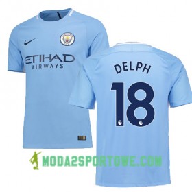 Koszulka Manchester City DELPH 18 Domowe Stroje Piłkarskie 2017/18 Krótki Rękaw