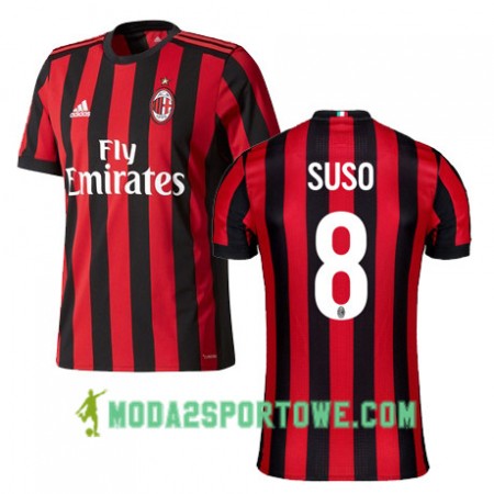 Koszulka AC Milan SUSO 8 Domowe Stroje Piłkarskie 2017/18 Krótki Rękaw
