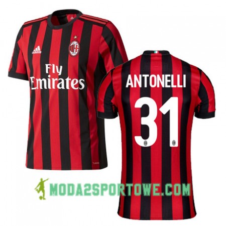 Koszulka AC Milan ANTONELLI 31 Domowe Stroje Piłkarskie 2017/18 Krótki Rękaw
