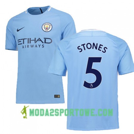 Koszulka Manchester City STONES 5 Domowe Stroje Piłkarskie 2017/18 Krótki Rękaw