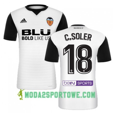 Koszulka Valencia CF C SOLER Domowe Stroje Piłkarskie 2017/18 Krótki Rękaw