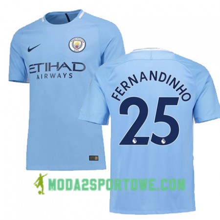 Koszulka Manchester City FERNANDINHO 25 Domowe Stroje Piłkarskie 2017/18 Krótki Rękaw