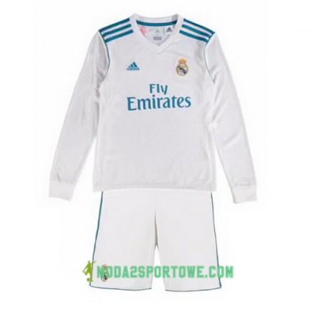 Koszulka Real Madryt Dziecięcy Domowe Stroje Piłkarskie 2017/18 Długi Rękaw