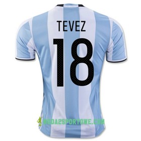 Koszulka Argentyna TEVEZ Domowe Stroje Piłkarskie 2016/17 Krótki Rękaw