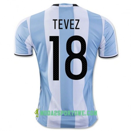Koszulka Argentyna TEVEZ Domowe Stroje Piłkarskie 2016/17 Krótki Rękaw