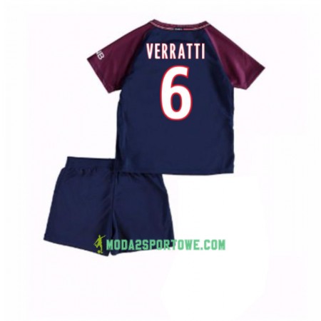 Koszulka Paris SG Marco Verratti 6 Dziecięcy Domowe Stroje Piłkarskie 2017/18 Krótki Rękaw