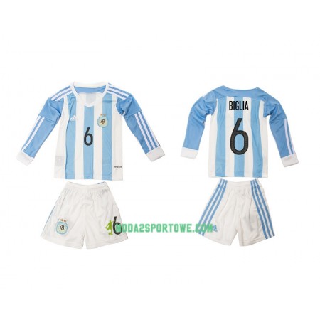 Koszulka Argentyna Biglia 6 Dziecięcy Domowe Stroje Piłkarskie 2016 Długi Rękaw