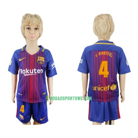 Koszulka FC Barcelona Ivan Rakitic 4 Dziecięcy Domowe Stroje Piłkarskie 2017/18 Krótki Rękaw