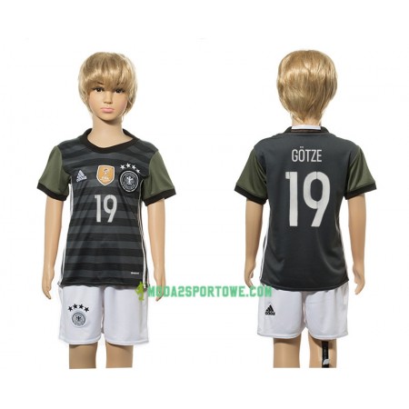 Koszulka Niemcy Mario Gotze 19 Dziecięcy Wyjazdowe Stroje Piłkarskie 2016 Krótki Rękaw