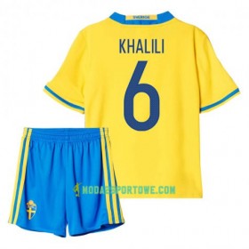 Koszulka Szwecja Khalili 6 Dziecięcy Domowe Stroje Piłkarskie 2016 Krótki Rękaw
