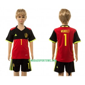 Koszulka Belgia Mignolet 1 Dziecięcy Domowe Stroje Piłkarskie 2016 Krótki Rękaw