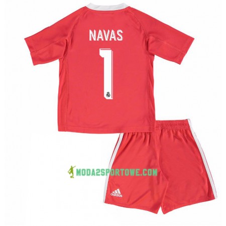 Koszulka Real Madryt Bramkarska  Keylor Navas 1 Dziecięcy Wyjazdowe Stroje Piłkarskie 2017/18 Krótki Rękaw