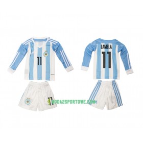 Koszulka Argentyna Lamela 11 Dziecięcy Domowe Stroje Piłkarskie 2016 Długi Rękaw