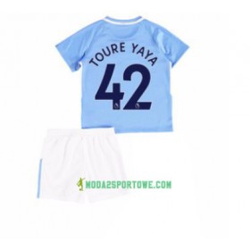Koszulka Manchester City Yaya Toure 42 Dziecięcy Domowe Stroje Piłkarskie 2017/18 Krótki Rękaw