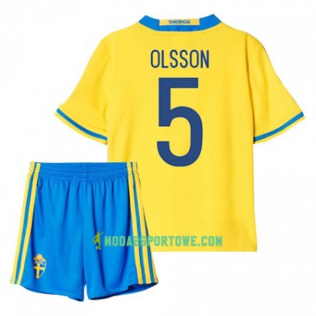 Koszulka Szwecja Olsson 5 Dziecięcy Domowe Stroje Piłkarskie 2016 Krótki Rękaw