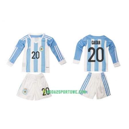 Koszulka Argentyna Gaitan 20 Dziecięcy Domowe Stroje Piłkarskie 2016 Długi Rękaw