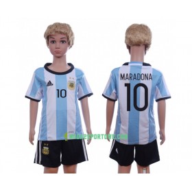 Koszulka Argentyna Maradona 10 Dziecięcy Domowe Stroje Piłkarskie 2016 Krótki Rękaw