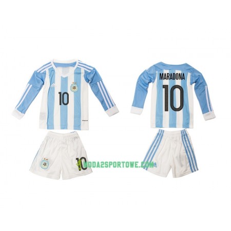 Koszulka Argentyna Maradona 10 Dziecięcy Domowe Stroje Piłkarskie 2016 Długi Rękaw