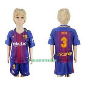 Koszulka FC Barcelona Gerard Pique 3 Dziecięcy Domowe Stroje Piłkarskie 2017/18 Krótki Rękaw