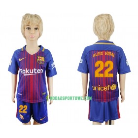 Koszulka FC Barcelona Aleix Vidal 22 Dziecięcy Domowe Stroje Piłkarskie 2017/18 Krótki Rękaw