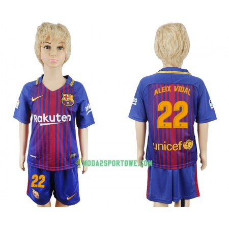Koszulka FC Barcelona Aleix Vidal 22 Dziecięcy Domowe Stroje Piłkarskie 2017/18 Krótki Rękaw