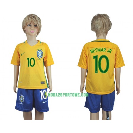 Koszulka Brazylia Neymar JR 10 Dziecięcy Domowe Stroje Piłkarskie 2016 Krótki Rękaw