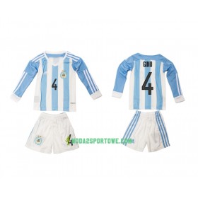 Koszulka Argentyna Gino 4 Dziecięcy Domowe Stroje Piłkarskie 2016 Długi Rękaw