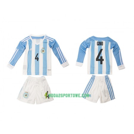 Koszulka Argentyna Gino 4 Dziecięcy Domowe Stroje Piłkarskie 2016 Długi Rękaw