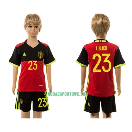 Koszulka Belgia Lukaku 23 Dziecięcy Domowe Stroje Piłkarskie 2016 Krótki Rękaw