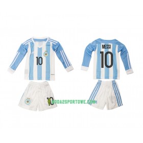Koszulka Argentyna Lionel Messi 10 Dziecięcy Domowe Stroje Piłkarskie 2016 Długi Rękaw